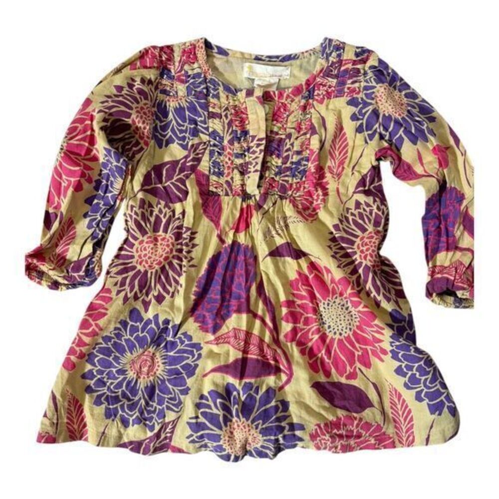 Masala Baby Floral Print Boho Cotton Tunic dress Purple Pink Indian 18-24 mths - Picture 1 of 6
